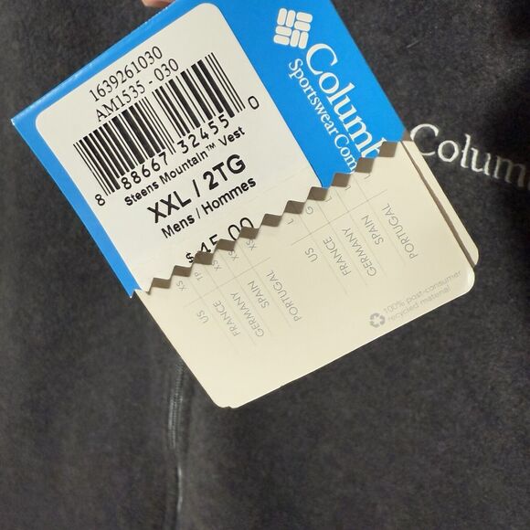 NWT Columbia Men 2XL Steens Mountain Vest Full Zip Charcoal Heather Gray Fleece - Picture 4 of 10